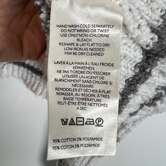 Free People Kennedy Striped Cropped Polo Sweater Cream Tan Black Size Large - Picture 6 of 9